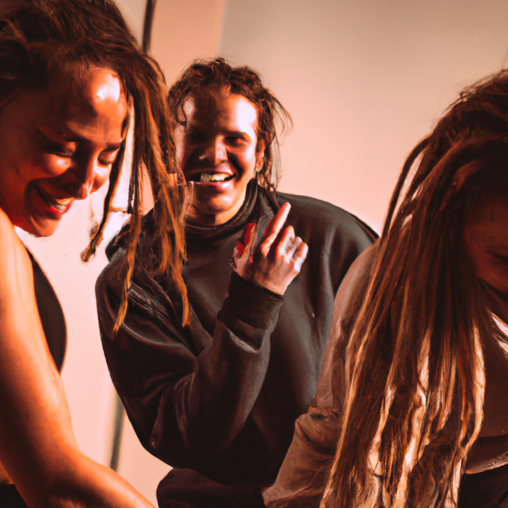 Smiling diverse adult dancers stretching in London studio natural light high detail
